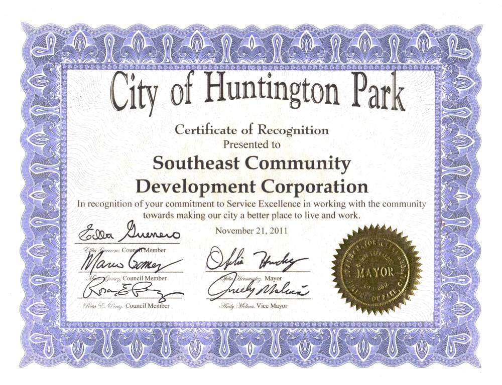 City of Huntington Park recognizes SCDC for community service